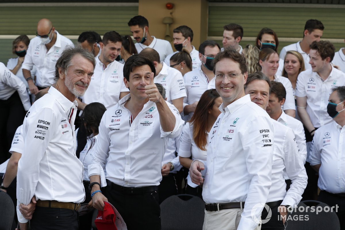 Sir Jim Ratcliffe, CEO, INEOS, Toto Wolff, Team Principal and CEO, Mercedes AMG and Ola Källenius, CEO, Mercedez-Benz