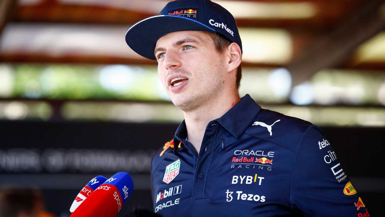 Red Bull driver Max Verstappen speaks to Sky during the Azerbaijan Grand Prix. Baku, June 2022.