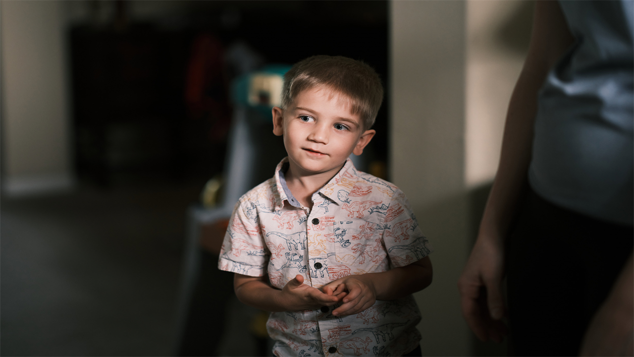 A photo of a 5-year-old boy indoors.