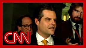 Gaetz speaks to reporters moments after his move to oust McCarthy