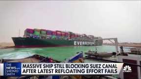 Massive ship continues to block Suez Canal after latest refloating effort fails