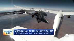 Virgin Galactic shares soar after company completed its first spaceflight
