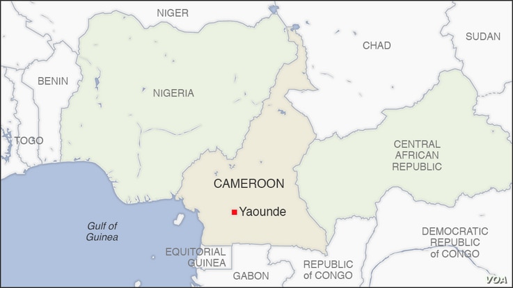 Map of Cameroon, Nigeria, Central African Republic