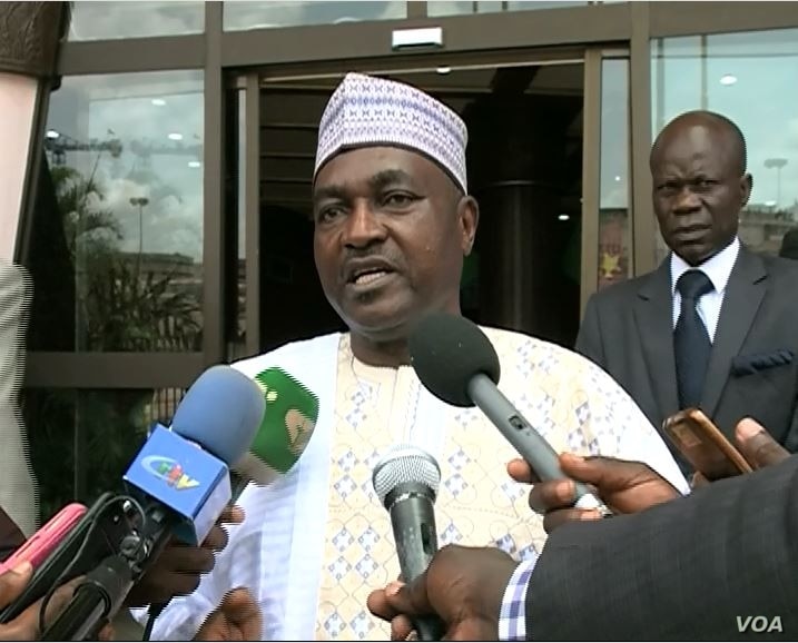 Francis Fai Yengo, cordinator of Cameroon’s National Committee on Disarmament, Demobilization, and Reintegration (NCDDR), speaks in Yaounde, Cameroon, May 7, 2019.