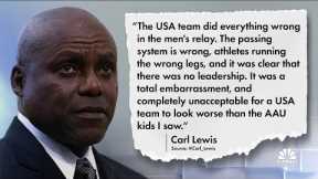 Carl Lewis says the 4x100 relay effort was a 'total embarrassment'