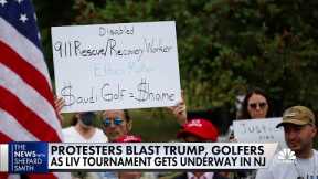Protesters blast Trump and pro golfers for taking 'blood money' from Saudi LIV tour