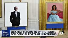 The Obamas return to White House for portrait unveiling