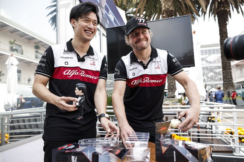 Zhou with his teammate Valtteri Bottas at the Mexican Grand Prix 2022 in October.