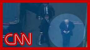 Aerial video shows Trump arrive for arraignment
