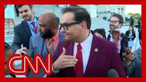 George Santos gets heckled by Congressman on Capitol steps