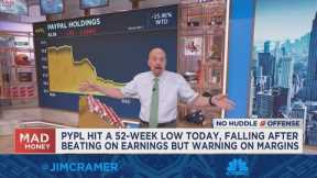 'PayPal lives in the wrong neighborhood' says Jim Cramer after stock hits 52-week low