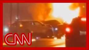 Video shows fiery crash scene outside concert
