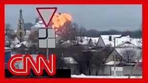 Video shows Russian military plane crash near Ukrainian border
