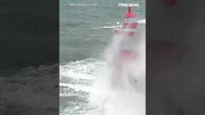 WATCH: Massive waves crash over Great Lakes lighthouse #shorts #foxnews #news #us #viral