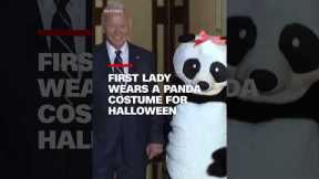First Lady wears a panda costume for Halloween celebration