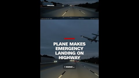 Dramatic moment plane collides with car during highway crash landing