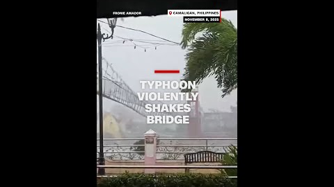 Typhoon slings suspension bridge in Philippines