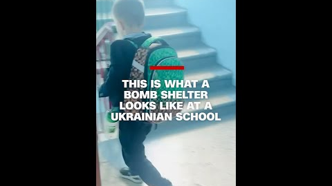 This is what a bomb shelter looks like at a Ukrainian school