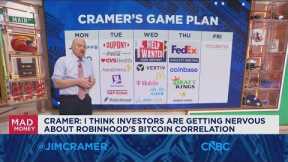 I think investors are getting nervous about Robinhood's bitcoin correlation, says Jim Cramer