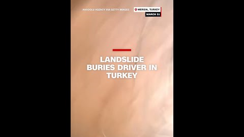 Landslide buries driver along coastal highway in Turkey